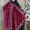 প্রিমিয়াম স্টোন ওয়ার্ক ভেলভেট শাল – Zhinuk Maroon | ইন্ডিয়ান সুপার কোয়ালিটি ভেলভেট শাল