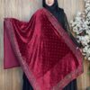 প্রিমিয়াম স্টোন ওয়ার্ক ভেলভেট শাল – Dot Maroon | ইন্ডিয়ান সুপার কোয়ালিটি ভেলভেট শাল