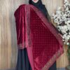 প্রিমিয়াম স্টোন ওয়ার্ক ভেলভেট শাল – Dot Maroon | ইন্ডিয়ান সুপার কোয়ালিটি ভেলভেট শাল