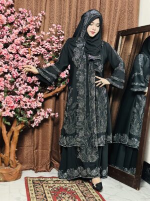 Extra koti, Borkha and Hijab Stylish Les Stone Dubai Chery Borkha 2602
