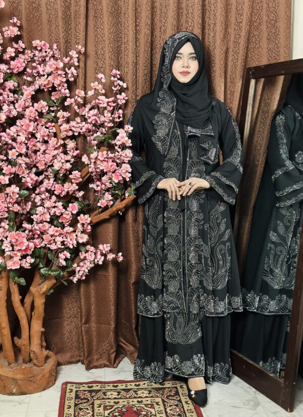 Extra koti, Borkha and Hijab Stylish Les Stone Dubai Chery Borkha 2602
