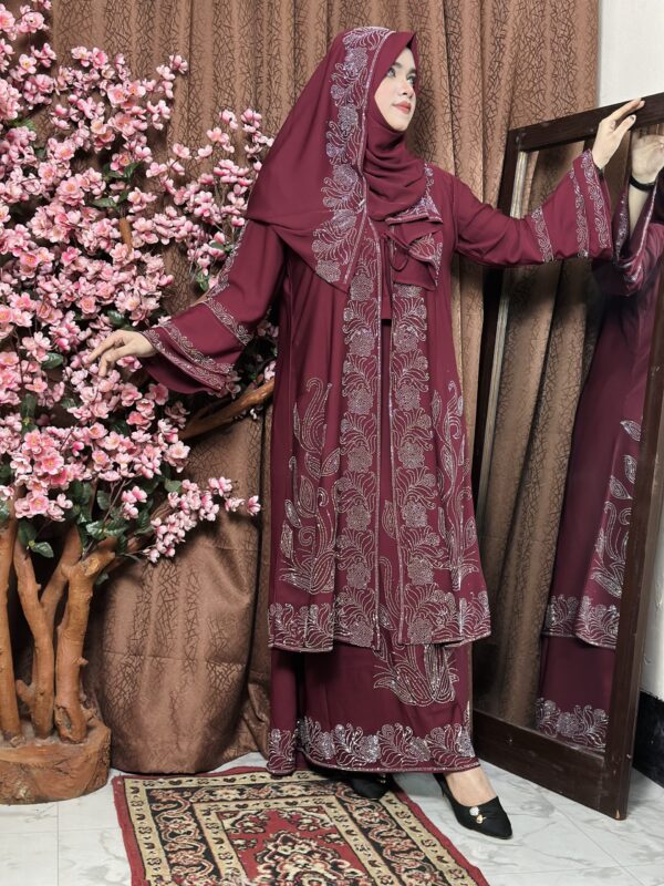 Extra koti, Borkha and Hijab Stylish Les Stone Dubai Chery Borkha 2601