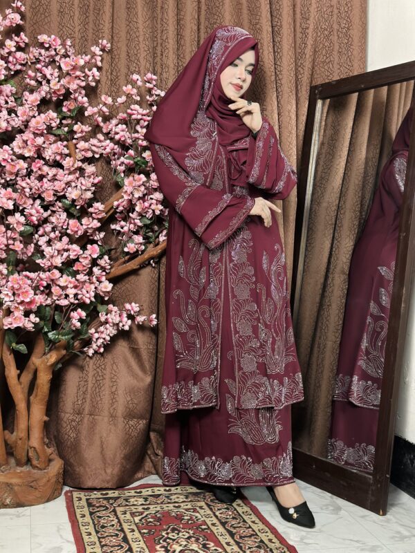 Extra koti, Borkha and Hijab Stylish Les Stone Dubai Chery Borkha 2601