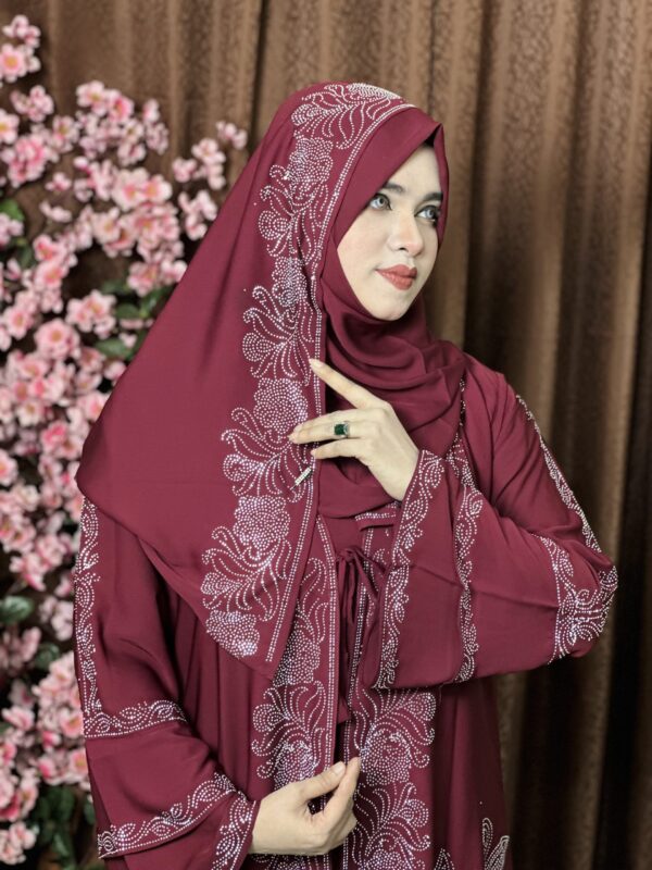 Extra koti, Borkha and Hijab Stylish Les Stone Dubai Chery Borkha 2601