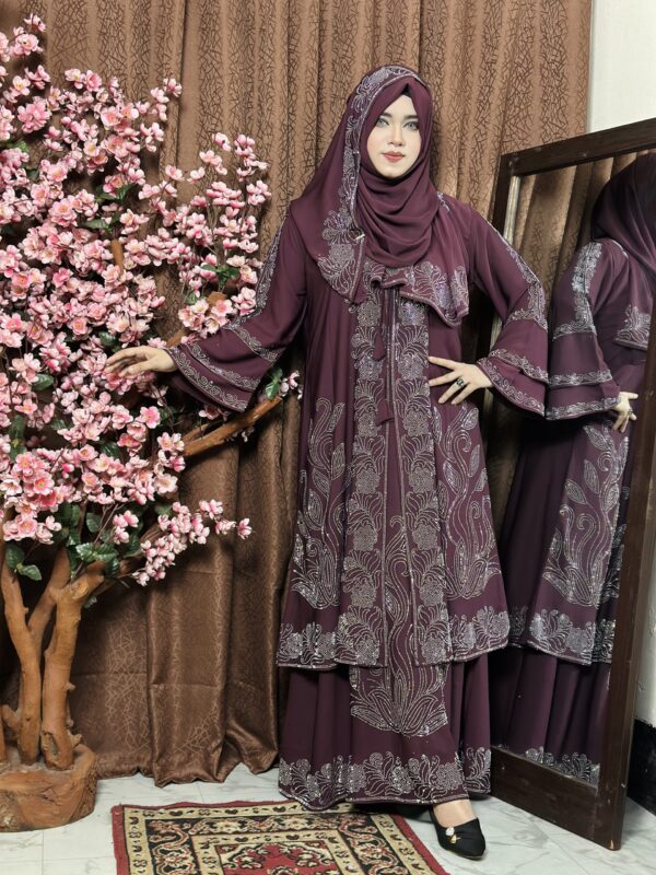 Extra koti, Borkha and Hijab Stylish Les Stone Dubai Chery Borkha 2604