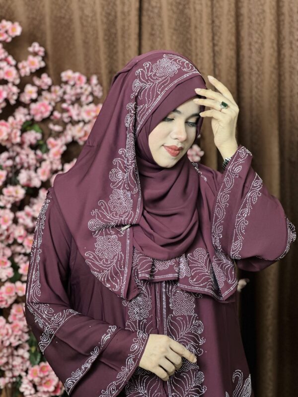 Extra koti, Borkha and Hijab Stylish Les Stone Dubai Chery Borkha 2604