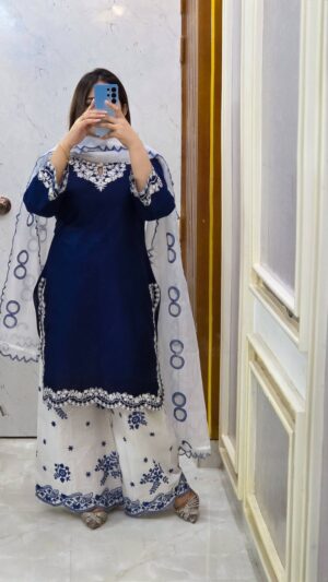 Blue White Garara Three peice