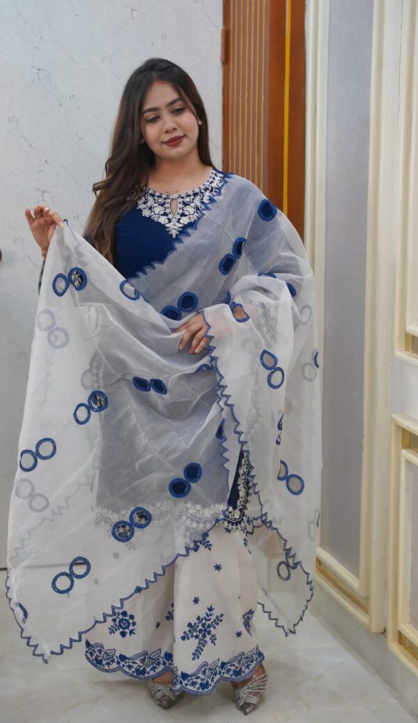 Blue White Garara Three peice