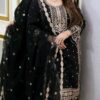 Premium Soft Jorjet With sequence embroidery Three Piece