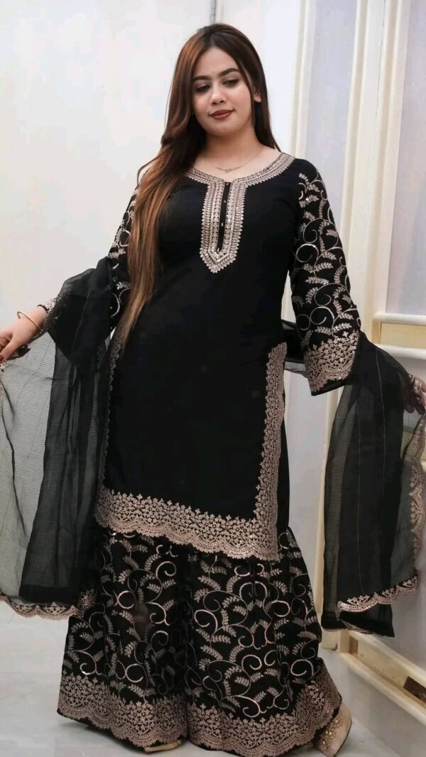 Premium Soft Jorjet With sequence embroidery Three Piece